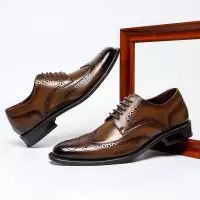 Brookings2023春季新款商务男士休闲皮鞋男绅士布洛克男皮鞋潮流
