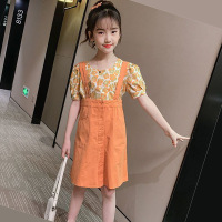 Brookings女童洋气背带裙网红套装韩版大童女孩紫色吊带裙儿童裙