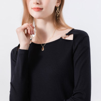 Ceba优可丝白色T恤女镂空打底衫2023春装新款棉t恤长袖设计感上