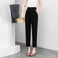 Brookings显瘦休闲裤女2023春夏新款后松紧高腰外翻脚口九分哈伦