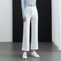 Brookings牛仔裤女2023春季弹力天丝白色韩版柔软九分阔腿裤G