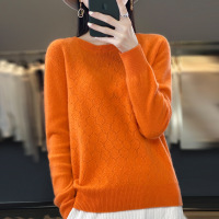 Ceen Bulled23春季新款圆领打底衫女时尚百搭镂空毛衣宽松纯色大