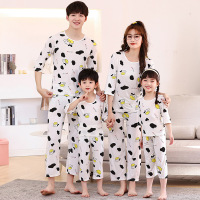 Ceen Bulled子睡衣春夏莱卡棉女童卡通七分袖套装中大童母女可爱