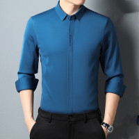 衬衫男长袖春秋新款中青年男式休闲薄款宽松衬衣爸爸装潮