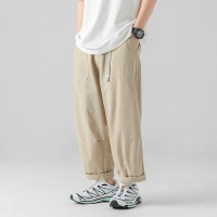 Jusen Shayu日系男装复古轻薄休闲裤男春款腰带设计打褶宽松直筒