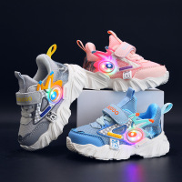 Three Sons儿童老爹鞋2023新款女童鞋带灯童鞋宝宝学步机能鞋卡