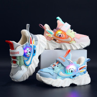 Three Sons儿童运动鞋2023春季新款女童鞋男童运动鞋带灯童鞋卡