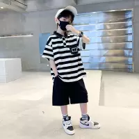 Three Sons男童夏装套装2023新款网红中大童男孩夏季短袖Polo衫