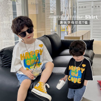 Jusen Shayu儿童短袖2023童酷夏季中小童韩版上衣可爱地球印花宝