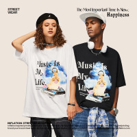 DBMG酷嗨兔子印花T恤2023春夏潮牌宽松休闲200克男士短袖