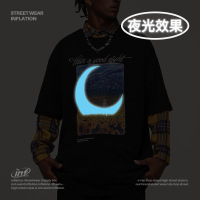 DBMG麻棉星空田园雏菊夜光T恤2023潮牌街头宽松男士短袖T