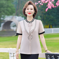 妈妈夏装新款短袖T恤洋气中老年女装雪纺上衣时尚中年人薄款开衫