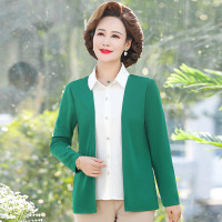 妈妈春秋洋气长袖T恤衬衫假两件中年女装春装气质衬衣中年人上衣