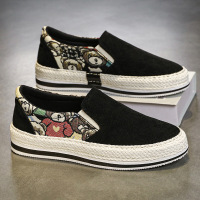 Ceba男鞋2023春季新款帆布透气休闲渔夫鞋时尚低帮免系带套脚运