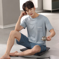 DBMG男士睡衣夏季莫代尔短袖短裤青少年韩版宽松加大码家居服套