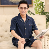 DBMG睡衣男士夏季短袖短裤开衫翻领夏天中老年爸爸家居服大码套