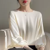 Ceen Bulled休闲宽松圆领短袖上衣女醋酸缎面薄款垂感小众设计感