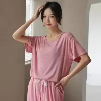 Jusen Shayu2023新款夏季睡衣女生套装短袖宽松大码女士莫代尔家