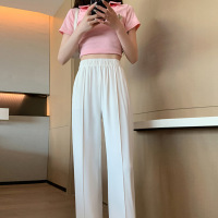 Ceba白色阔腿裤女夏季薄款高腰垂感西裤垂坠感感直筒休闲西装裤