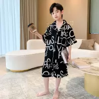 Three Sons儿童装男童睡衣夏装2023新款短袖套装家居服中大童薄