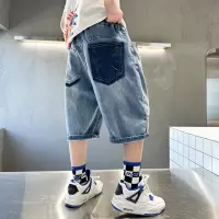 Three Sons男童牛仔短裤夏装2023夏季男孩韩版中裤薄款裤子儿童