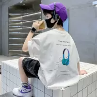 Three Sons男童夏装短袖T恤2023新款儿童夏季上衣男孩白色打底衫