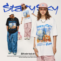 DBMG230克油画小熊印花T恤2023春夏潮牌街头宽松短袖男士