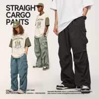 DBMG潮牌褶皱空气阔腿裤2023春夏立体大口袋工装裤情侣款