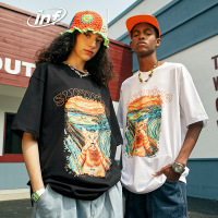 DBMG趣味搞怪小猫印花T恤2023夏季潮牌宽松个性短袖T恤男