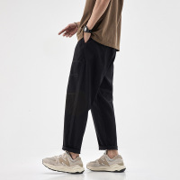 Ceba裤子男纯色潮流九分裤男裤夏季直筒运动休闲裤宽松百搭阔腿