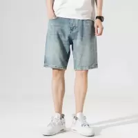 Ceba牛仔短裤男士夏季薄款潮牌宽松休闲中裤2023新款水洗弹力五