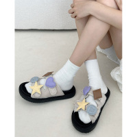 Three Sons休闲简约厚底防滑一字拖鞋女夏季外穿2023新款可爱沙