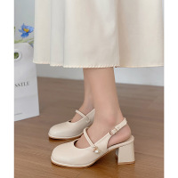 Three Sons法式仙女风包头凉鞋女款2023年新款夏季配裙子白色粗