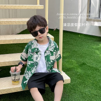 Jusen Shayu儿童衬衫2023童酷夏季新款韩版洋气宝宝外套橄翻领男