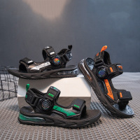 Jusen Shayu夏季休闲软底男童帅气沙滩鞋新款露趾儿童旋转扣气垫