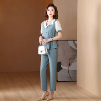 妈妈夏装时尚套装2023新款40岁中年人女装夏季洋气短袖上衣两件