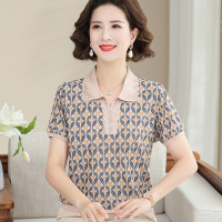 70岁老年女装针织中年上衣60岁短袖薄款妈妈装小衫矮个子女装