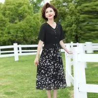 母女装妈妈连衣裙时尚中老年女款服装中年衣服40-60岁裙子