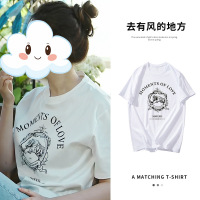 Three Sons刘亦菲2023夏季新款白色卡通短袖T恤女上衣打底衫