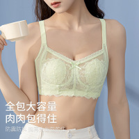 Ceba夏季内衣大胸显小薄款收副乳软钢圈上托调整型文胸女