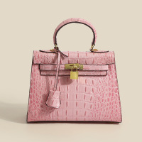 Three Sons感小众设计凯莉包鳄鱼纹2023新款时尚手提包单肩斜跨