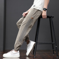 Ceen Bulled天丝休闲裤男松紧腰宽松哈伦束脚裤弹力大码运动九分