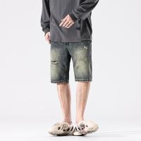 Brookings美式复古黄泥染破洞牛仔短裤男夏季vibe潮牌宽松高街休