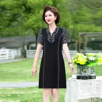 Jusen Shayu年轻妈妈装矮个子中年夏装女时尚飘带款婆婆装夏装40