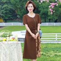 Jusen Shayu时尚女装妈妈装连衣裙气质收腰女中年夏40岁拼接女士