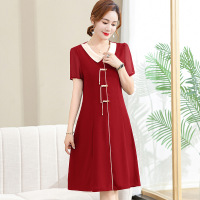 Jusen Shayu连衣裙新款妈妈装裙子时尚短袖女中年女装连衣裙娃娃