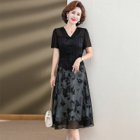 Jusen Shayu夏装中年妈妈洋气减龄连衣裙2023新款高贵阔太太气质