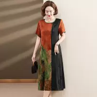 Jusen Shayu新款妈妈装40岁中年女装夏季女式夏装连衣裙圆领套头