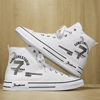 Ceba高帮帆布男鞋2023春夏季新款男生百搭黑色经典滑板鞋青年运