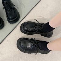 Three Sons日系jk配裙子复古黑色厚底小皮鞋女夏季2023新款粗跟